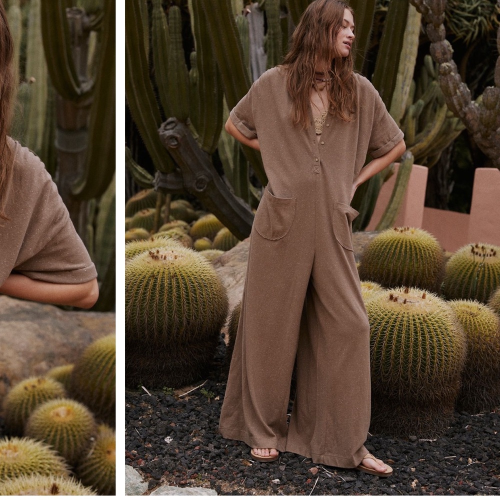 Free People Wide Leg Jumpsuit in Brown - Picture 6 of 9